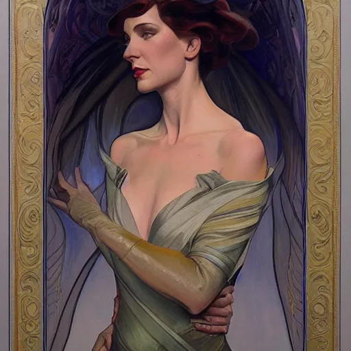 Image similar to a streamline moderne painting in the style of donato giancola, and in the style of charlie bowater, and in the style of alphonse mucha. symmetry, smooth, sharp focus, semi - realism, intricate detail.