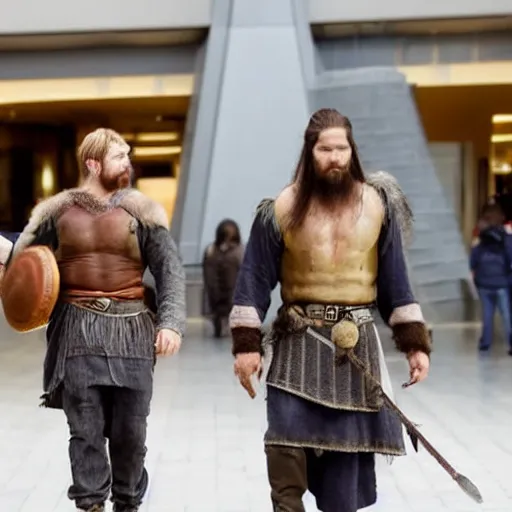 Image similar to viking dejected leaving local mall