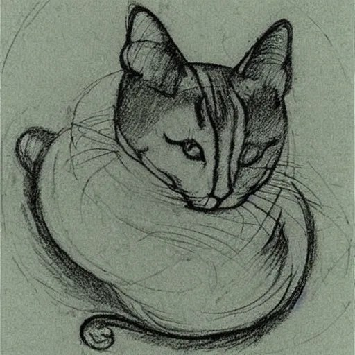 Image similar to da vinci ’ s sketch, depicting the design of cats,