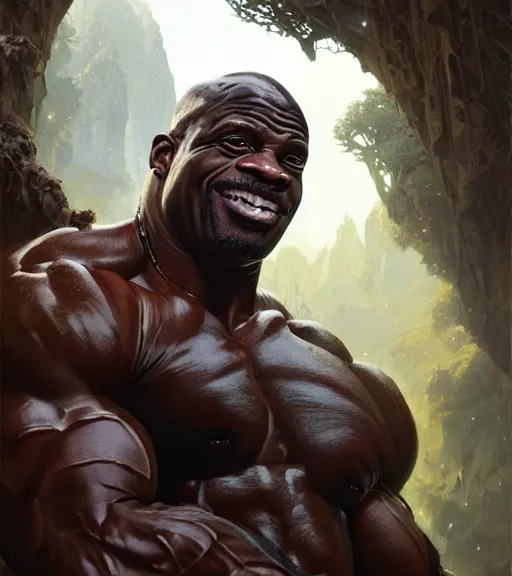 Prompt: Highly detailed portrait of ronnie Coleman, Stephen Bliss, unreal engine, fantasy art by Greg Rutkowski, Loish, Rhads, ferdinand knab, Makoto Shinkai and Lois van baarle, ilya kuvshinov, rossdraws, Tom Bagshaw, global illumination, radiant light, detailed and intricate environment