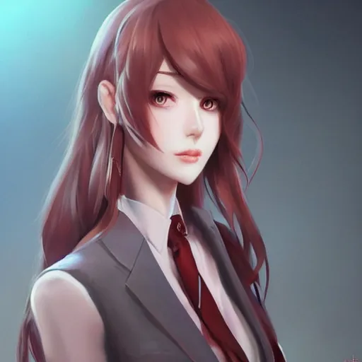 Image similar to kurisu makise, concept art, elegant, ultra highly detailed, digital painting, smooth, sharp focus, artstation, pixiv, art by Ina Wong, artgerm, rossdraws, sakimichan