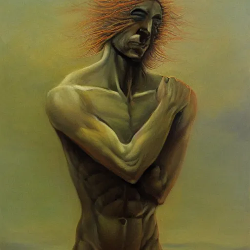 Image similar to Boreas by Zdzisław Beksiński, oil on canvas