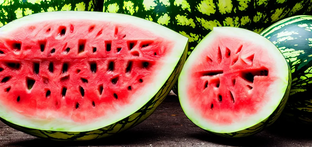 Prompt: A photo of a whole watermelon, The watermelon was shot by an arrow that is now sticking out.