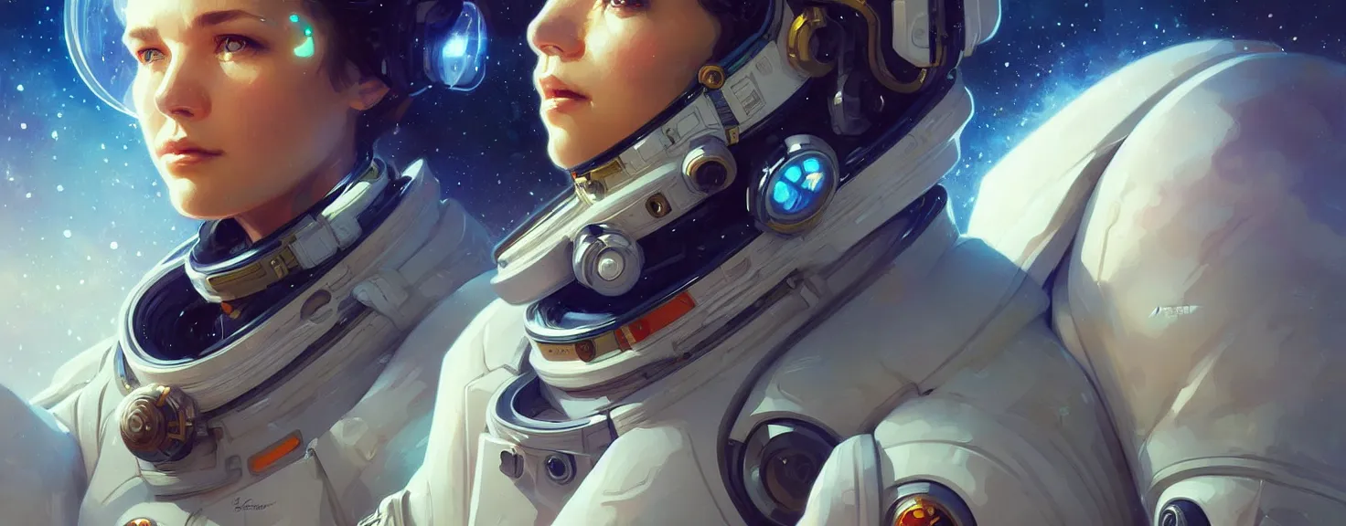 Prompt: Spaceman in space futuristic portrait, highly detailed, digital painting, artstation, concept art, smooth, sharp focus, illustration, art by artgerm and greg rutkowski and alphonse mucha