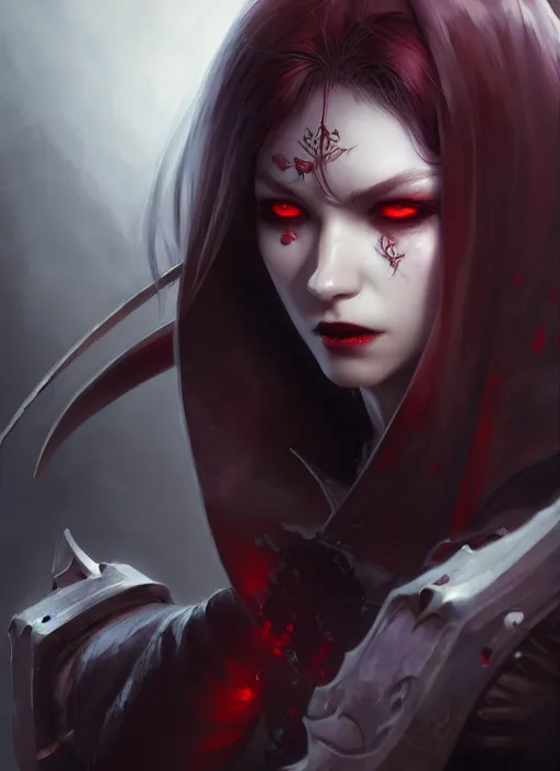 Image similar to character concept art of a vampire warrior, key visual, realistic shaded perfect face, fine details by stanley artgerm lau, wlop, rossdraws, james jean, andrei riabovitchev, marc simonetti, and sakimichan, trending on artstation