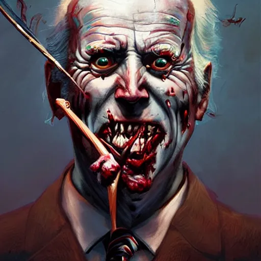 Prompt: zombie joe biden with a bow and arrow geog darrow greg rutkowski