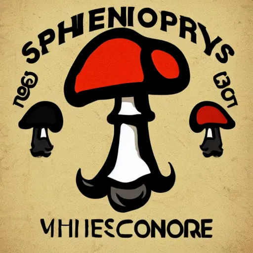 Image similar to spencers shroomery logo. mushroom theme, cottagecore style, by aaron draplin