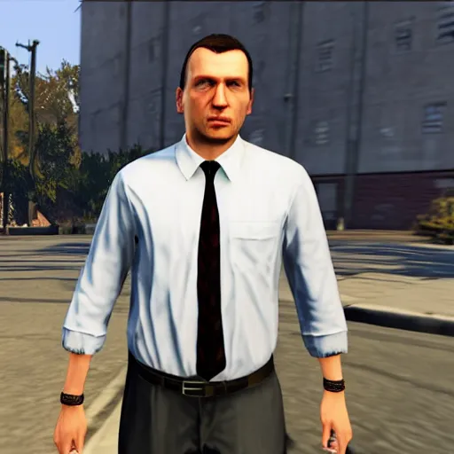 Prompt: screenshot of mateusz morawiecki in GTA V