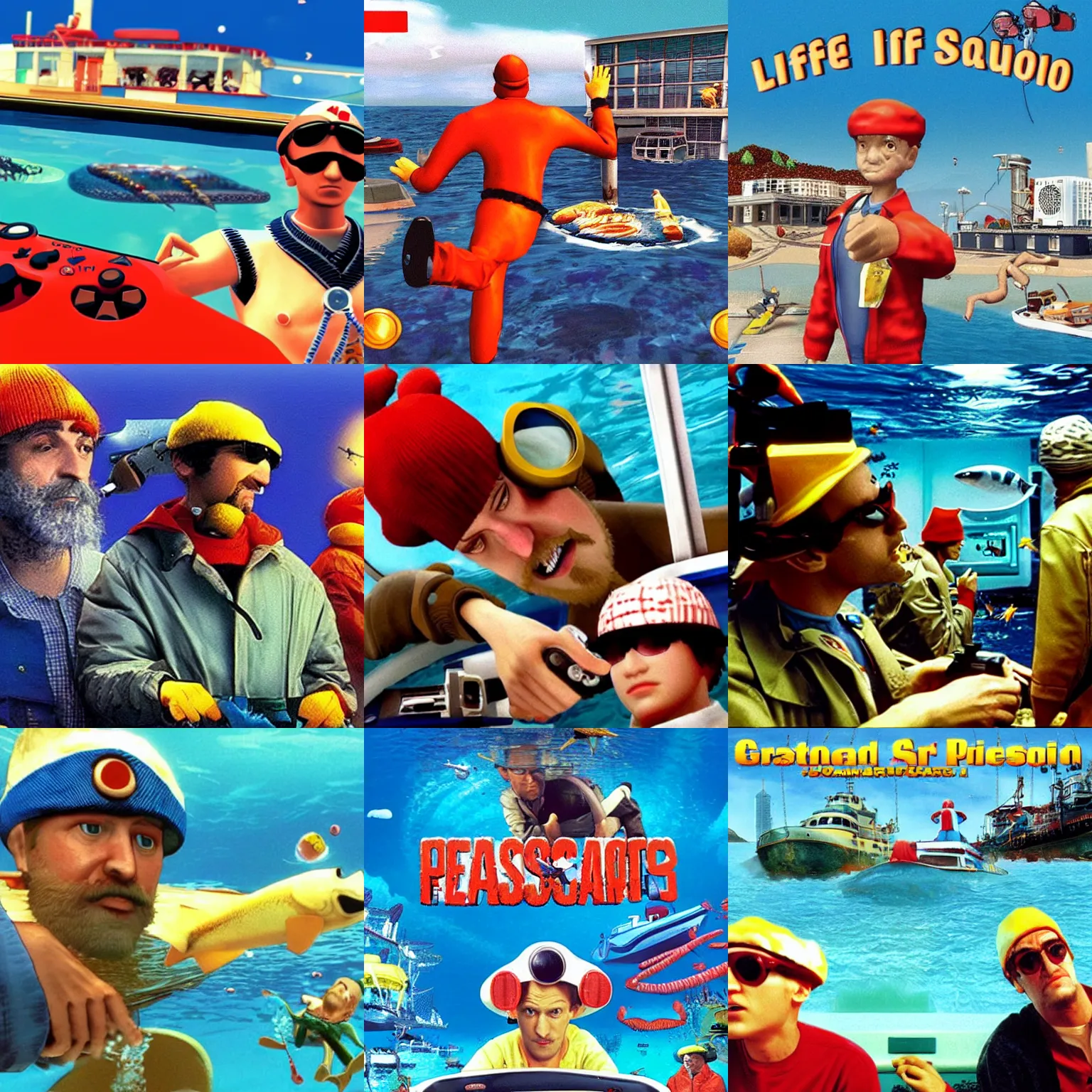 Prompt: “PlayStation 3 Screenshot of The Life Aquatic (2004)”