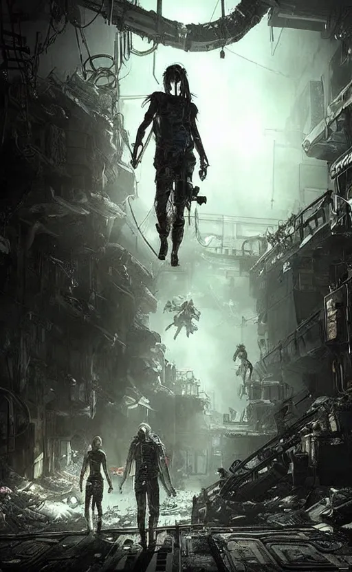 Image similar to the 100, soma game art style, nature, post apocalyptic, death, horror