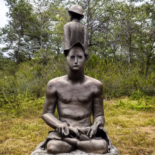 Prompt: statue in a vast empty wilderness