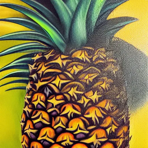 Prompt: pineapple express, oil and acrylic on canvas, surrealism, high detail