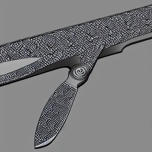 Prompt: cad render of a generative design knife