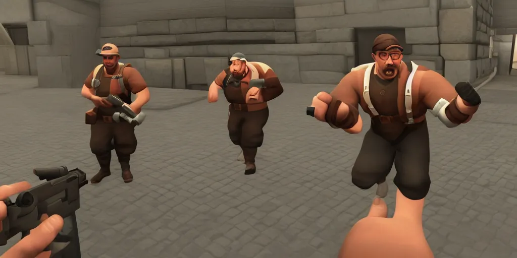 Image similar to sam hyde in team fortress 2, game screenshot