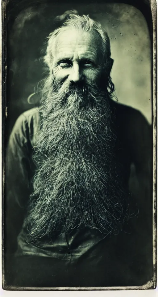 Prompt: a wet plate photograph, a portrait of a grizzled old sea captain