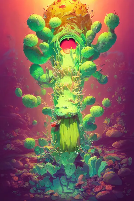 Image similar to roots cactus sushi cristal smurf ghost creature animal sushi cristal very big eye roots cactus elemental flush of force nature micro world fluo fishscale, behance hd by jesper ejsing, by rhads, makoto shinkai and lois van baarle, ilya kuvshinov, rossdraws radiating a glowing aura global illumination ray tracing hdr