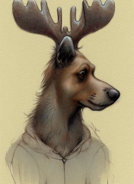 Image similar to cute dog moose, muted colors, by jean - baptiste monge