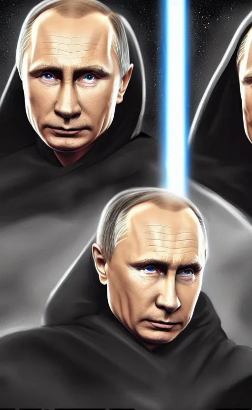 Image similar to comic style portrait shot of vladimir putin as emperor palpatine in the star wars, elegant, highly detailed, digital painting, artstation, concept art, illustration,