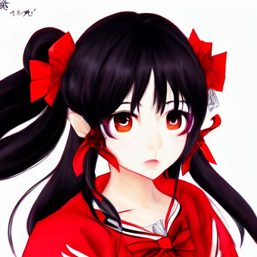 Prompt: Hakurei Reimu portrait, pixiv, very detailed