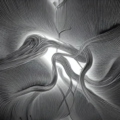 Image similar to clouded origins ( rca umbilical tendrils ), in the style of hiroya oku and riyoko ikeda and stanley kubrick, black and white, photorealistic, epic, super technical, 3 d render