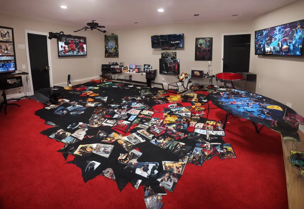 Image similar to a michael jackson gamer room