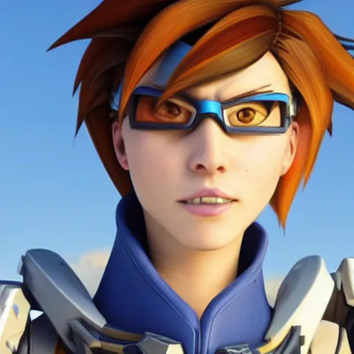 Image similar to tracer from Overwatch as a real person