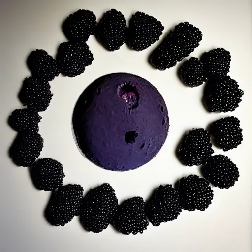 Prompt: the moon made out of blackberries