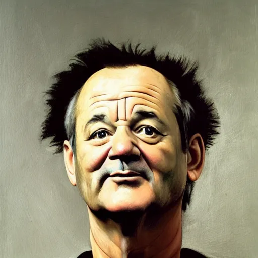 Image similar to close up portrait of bill murray painted by caravaggio