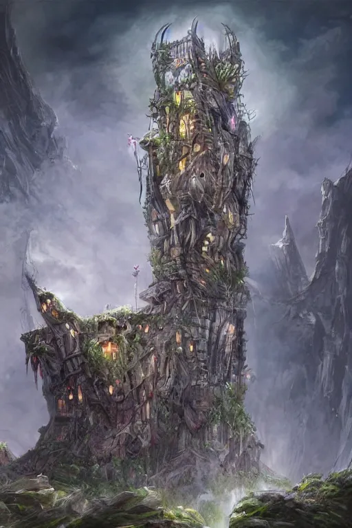 Image similar to the spider tower. fantasy art concept art. hyper realistic.