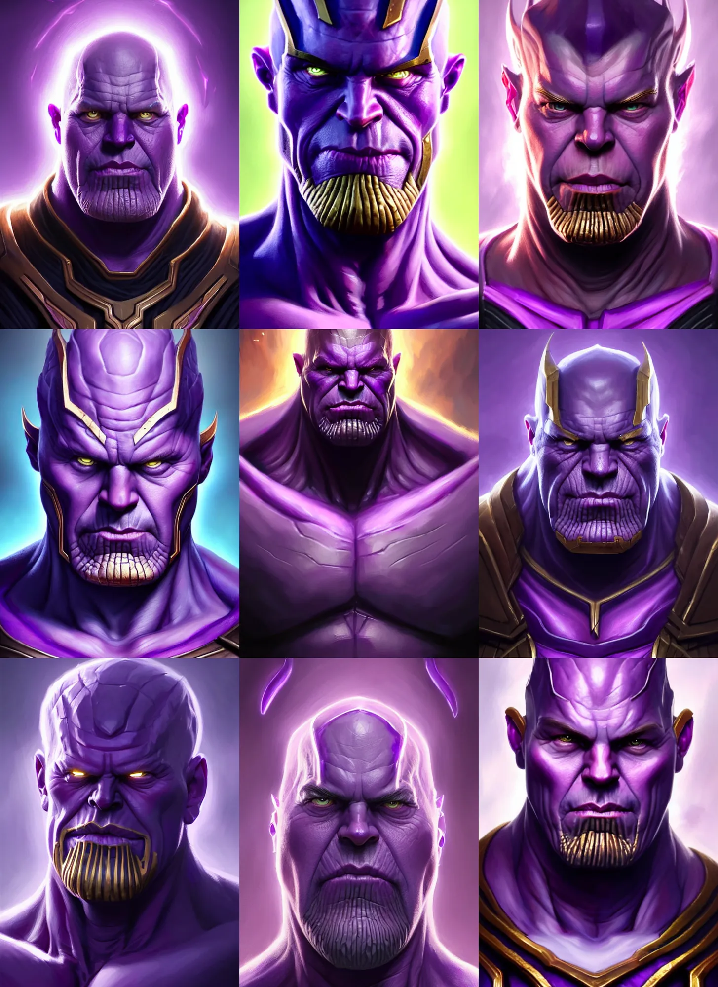 Prompt: a fantasy style portrait painting a character if vladimir zelenskiy and thanos had a son, purple skin, powerful chin, thanos style traits, painting, unreal 5, daz., rpg, portrait, extremely detailed, artgerm greg rutkowski _ greg