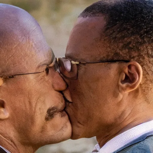 Prompt: walter white kissing gus fring, 8k , professional photography