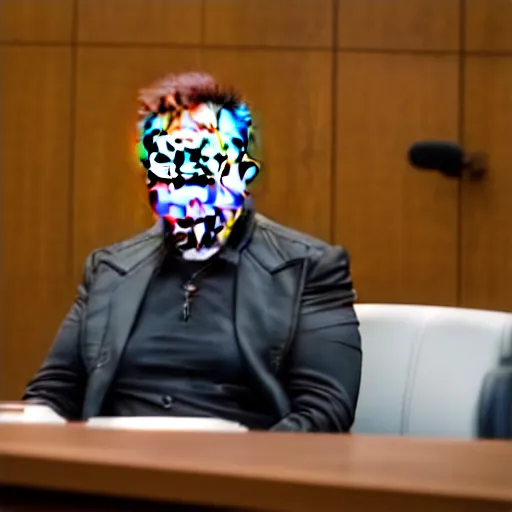 Prompt: photo of elon musk on trial in a court room, highly detailed, extremely high quality, hd, 4 k, 8 k, professional photographer, 4 0 mp, lifelike, top - rated, award winning, realistic, detailed lighting, detailed shadows, sharp, no blur, edited, corrected, trending