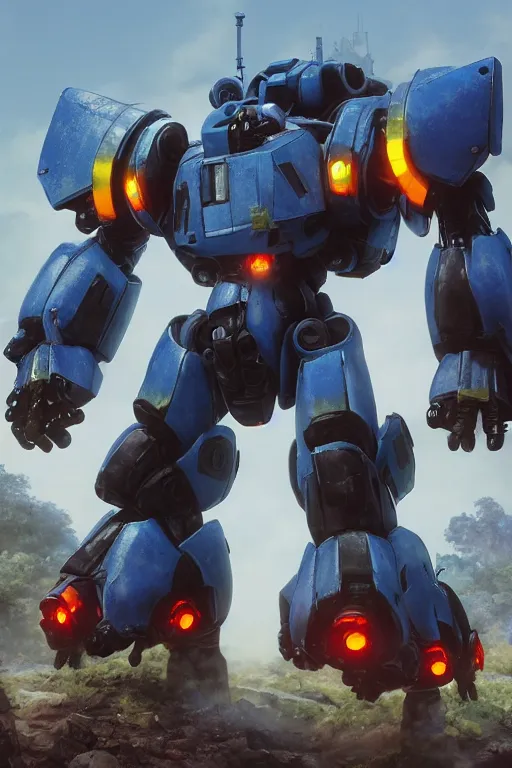 Image similar to mechwarrior 5 : mercenaries mech megaman transformer robot boss tank engine game octane render, 4 k, hd 2 0 2 2 3 d cgi rtx hdr style chrome reflexion glow fanart, global illumination ray tracing hdr fanart arstation by ian pesty by jesper ejsing pixar and disney unreal zbrush central hardmesh