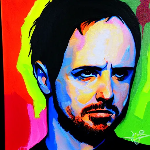 Image similar to jesse pinkman acrylic painting