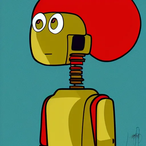 Prompt: robot in a mid life crisis, depressed, digital art