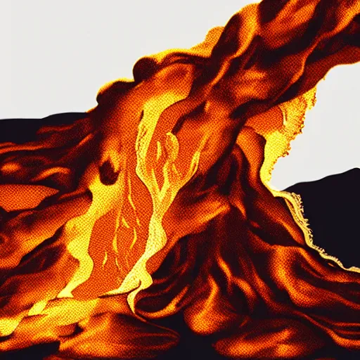 Image similar to a gold chain, surrounded by molten lava