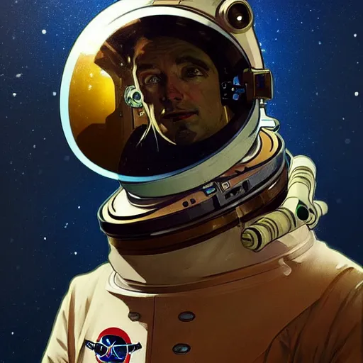 Prompt: portrait of a vicotrian steampunk astronaut with helmet man in suit by darek zabrocki, alphonse mucha, simon stalenhag and cinematic and atmospheric, concept art, artstation, trending on artstation