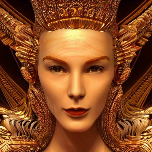 Image similar to queen of gods, 4 k, intricate, jaw dropping, gorgeous, surreal, octane render