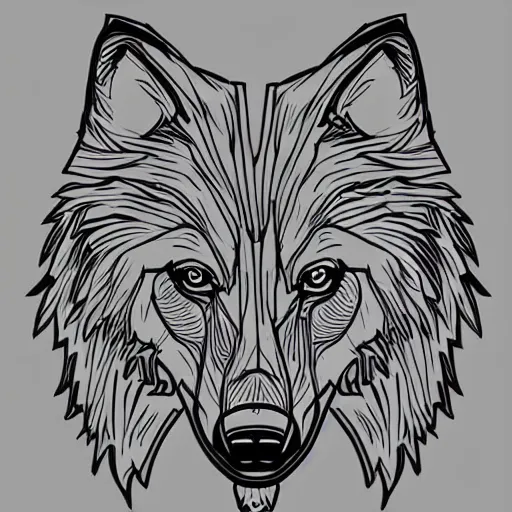 Image similar to full-body wolf template base, digital line-art, outline-only, simple, no color, high quality, HD, 8K