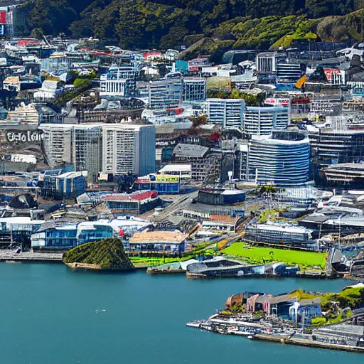 Prompt: Wellington harbour, New Zealand but all the buildings are replaced by ancient forest and wetlands n 4