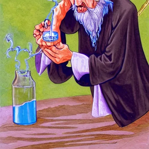 Image similar to angry wizard drinking water