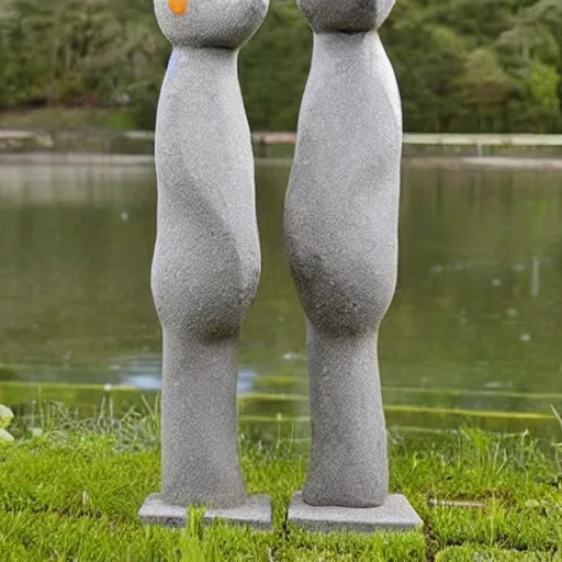 Prompt: folk art concrete sculptures of woodland animals
