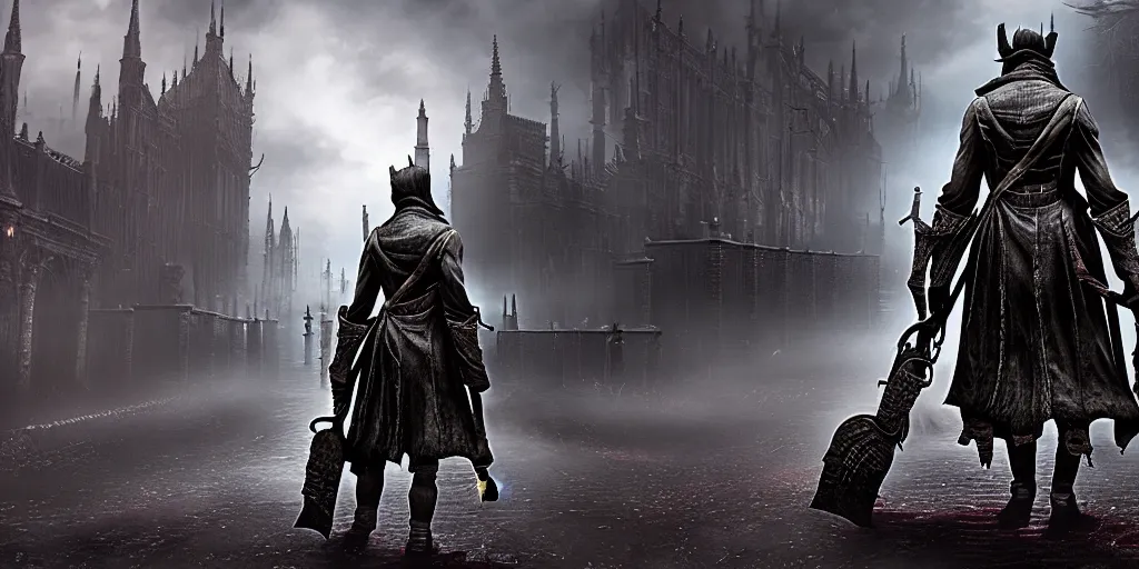 Image similar to bloodborne city street 8 k