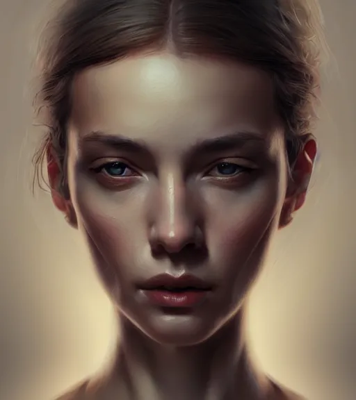 Image similar to portrait of a woman in heightened detail, poised, intense emotion, detailed facial expression, detailed surroundings, intricate, elegant, highly detailed, centered, digital painting, artstation, concept art, smooth, sharp focus, illustration, by tree, wlop