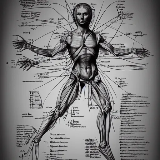 Image similar to anatomy of a star, da vinci notes, ultradetailed, anatomy study, artstation