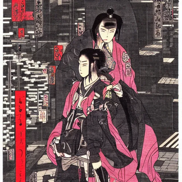 Image similar to cyberpunk in japanese art style