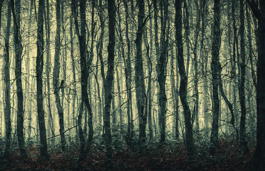 Image similar to blue forest, glowing mushrooms, sigma lens, strong bokeh, photography, highly detailed, 8 5 mm, f / 1. 3, fog, dusk