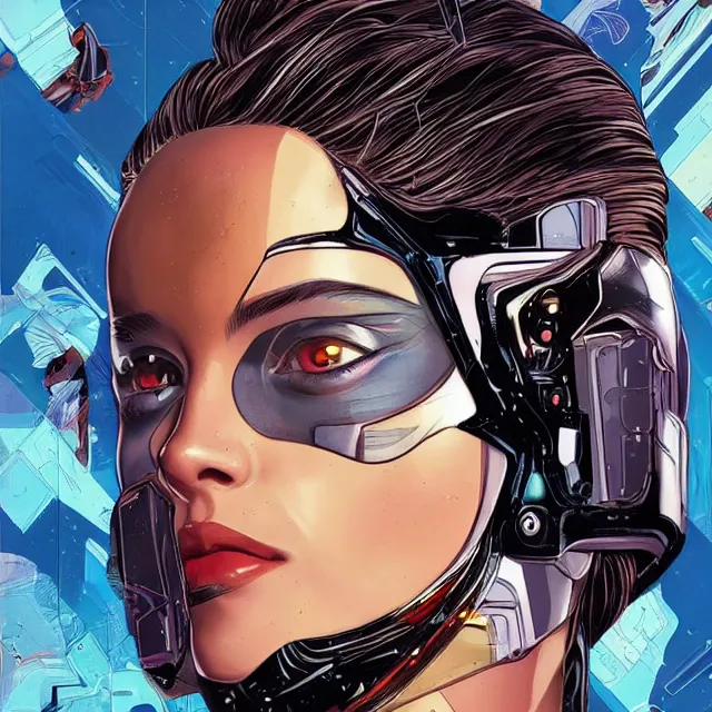 Image similar to portrait of a female android, by MARVEL comics and Sandra Chevrier, 8k