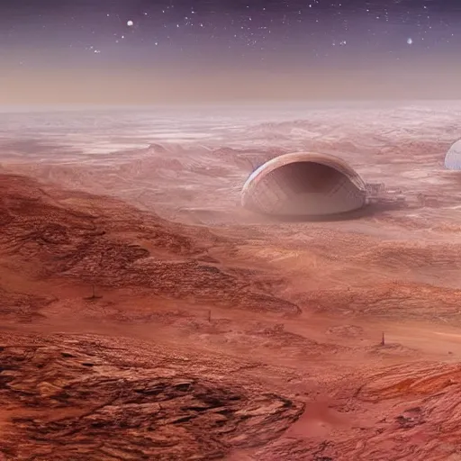 Image similar to a futuristic picture of terraformed mars in 2050