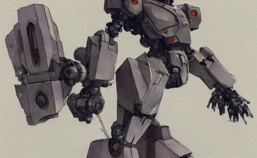 Image similar to concept art sheet of a mech robot, pinterest, artstation trending, behance, watercolor, by coby whitmore *, silver